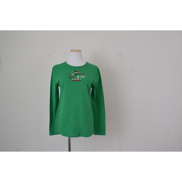 Vintage 90s Green Elf Christmas Shirt size L - Picture 5 of 10